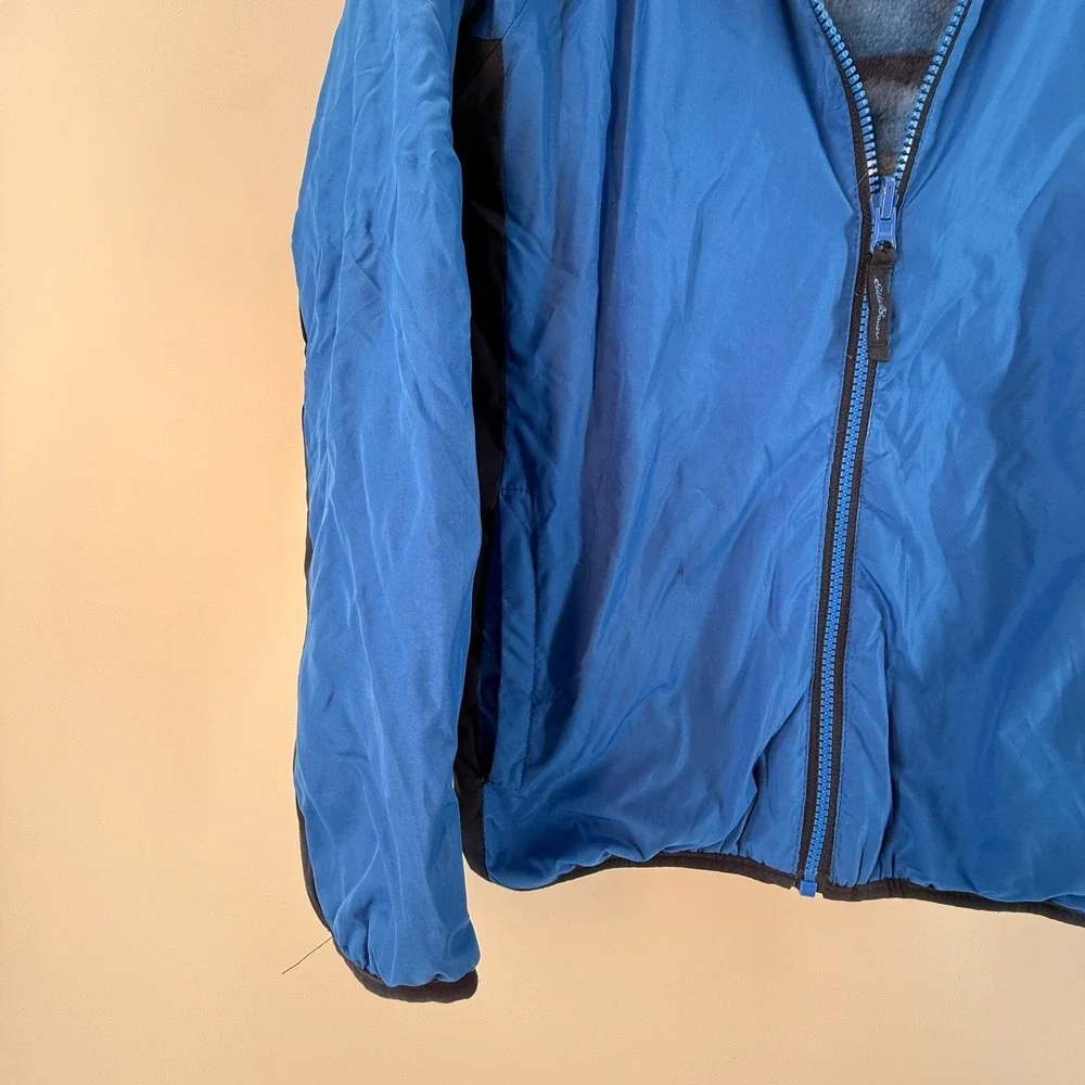 Eddie Bauer Jacket Hooded‎ Boys Sz Medium (10/12) Blue Fleece Lined Winter